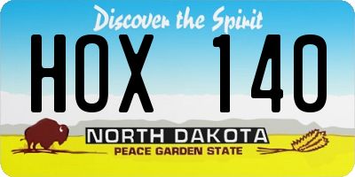 ND license plate HOX140