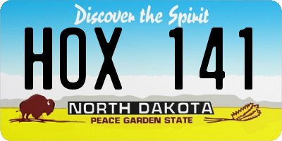 ND license plate HOX141