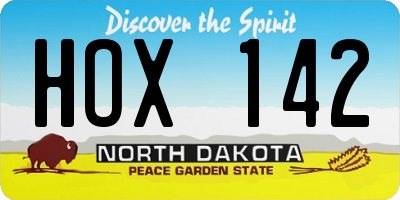 ND license plate HOX142