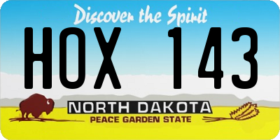 ND license plate HOX143
