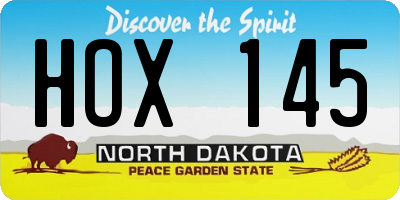 ND license plate HOX145
