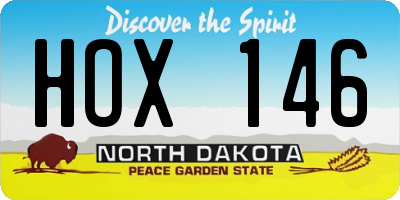 ND license plate HOX146