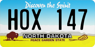 ND license plate HOX147