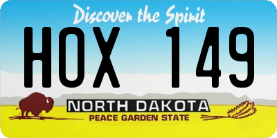 ND license plate HOX149