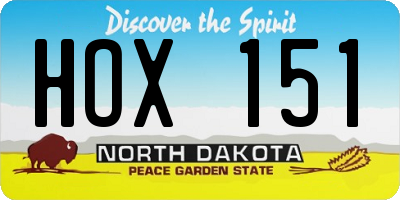 ND license plate HOX151