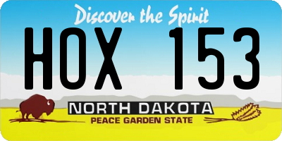 ND license plate HOX153