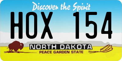 ND license plate HOX154
