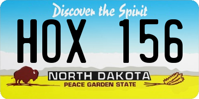ND license plate HOX156