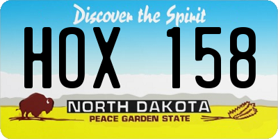 ND license plate HOX158