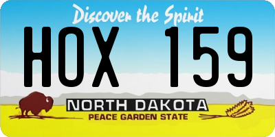 ND license plate HOX159