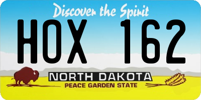 ND license plate HOX162