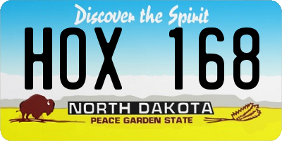 ND license plate HOX168