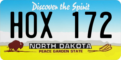 ND license plate HOX172
