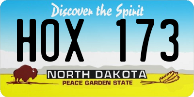 ND license plate HOX173