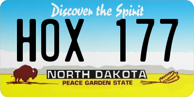 ND license plate HOX177