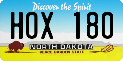 ND license plate HOX180