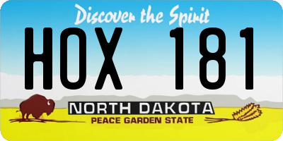 ND license plate HOX181
