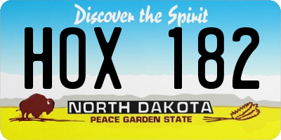 ND license plate HOX182