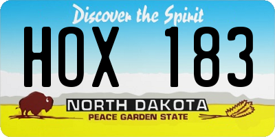 ND license plate HOX183