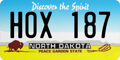 ND license plate HOX187