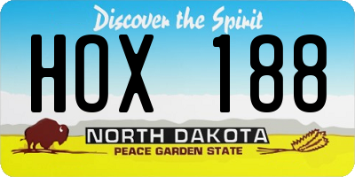 ND license plate HOX188