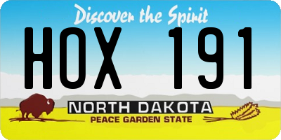 ND license plate HOX191