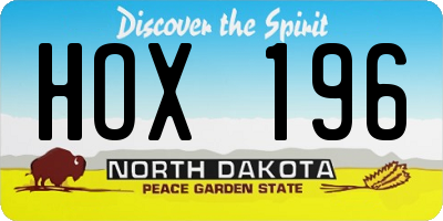 ND license plate HOX196