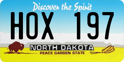 ND license plate HOX197