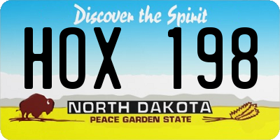 ND license plate HOX198