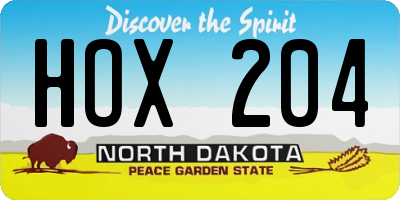 ND license plate HOX204