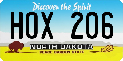 ND license plate HOX206