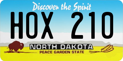 ND license plate HOX210