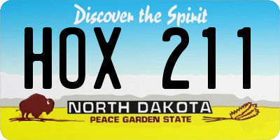ND license plate HOX211