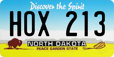 ND license plate HOX213
