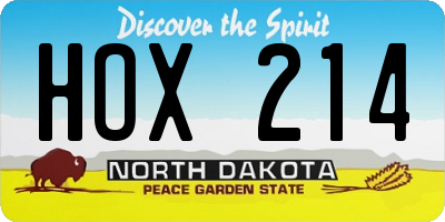 ND license plate HOX214
