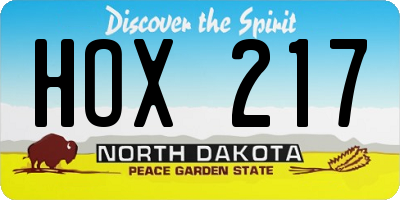 ND license plate HOX217