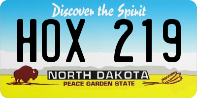 ND license plate HOX219