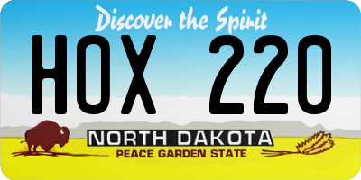 ND license plate HOX220