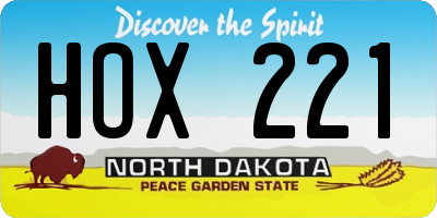 ND license plate HOX221
