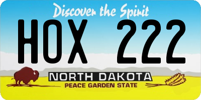 ND license plate HOX222
