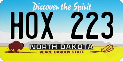 ND license plate HOX223