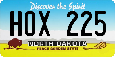 ND license plate HOX225