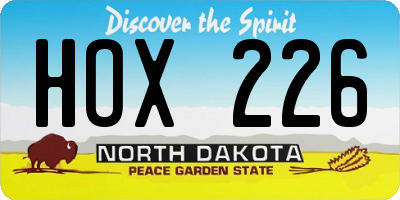 ND license plate HOX226