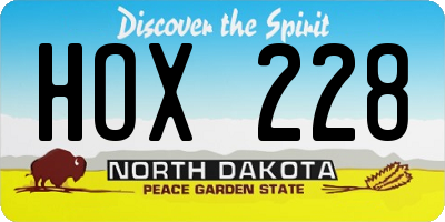 ND license plate HOX228