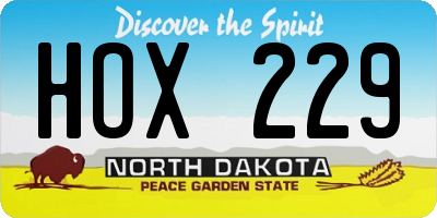 ND license plate HOX229