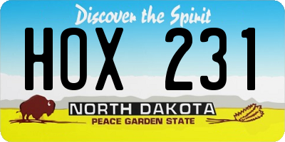 ND license plate HOX231