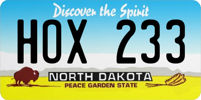ND license plate HOX233