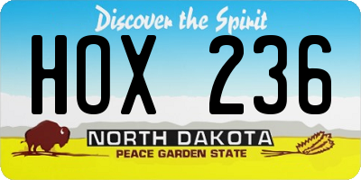 ND license plate HOX236