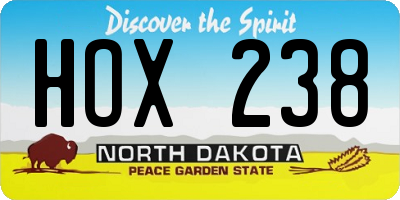 ND license plate HOX238
