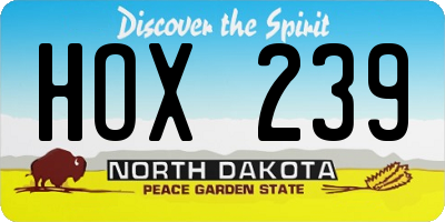 ND license plate HOX239